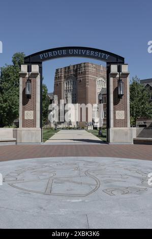 West Lafayette - 11. Juni 2024: Purdue University Memorial Union and Welcome Center. Purdue ist eine Universität, deren Leichtathletik-Teams die Boilermakers sind Stockfoto