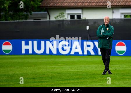 Weiler Simmerberg, Deutschland. Juni 2024. Fußball, Vorbereitung auf die UEFA Euro 2024, Training Ungarn, Trainer Marco Rossi leitet das Training der ungarischen Nationalmannschaft. Quelle: Tom Weller/dpa/Alamy Live News Stockfoto