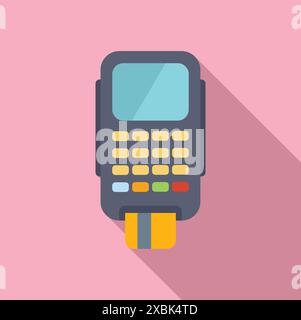 Kreditkarte wird in einem Zahlungsterminal in einem flachen Design eingesetzt Stock Vektor