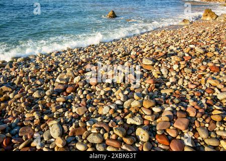 Hafen Valldemossa, Kiesstrand, Mallorca. Balearen, Spanien Stockfoto