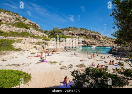 Strand Caló des Marmols, Santany, Mallorca, Balearen, Spanien Stockfoto