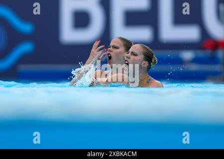 BELGRAD, SERBIEN - 12. JUNI: Bregje de Brouwer aus den Niederlanden, Noortje de Brouwer aus den Niederlanden während des dritten Tages der Wassersport-Europameisterschaft 2024 am 12. Juni 2024 in Belgrad, Serbien. (Foto: Nikola Krstic/BSR Agentur) Stockfoto