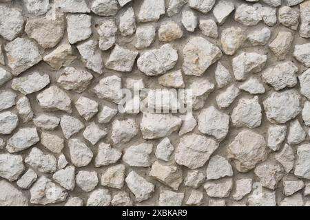 Natursteinmauer als abstrakter Texturhintergrund. Alte Steinmauer. Stockfoto