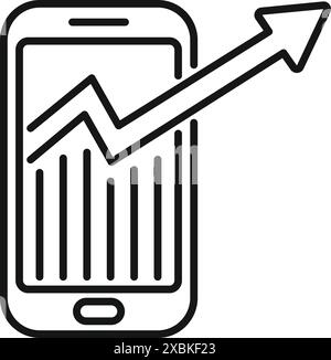 Einfaches Design mit einem Smartphone, das ein wachsendes Diagramm zeigt, das positive finanzielle Ergebnisse repräsentiert Stock Vektor