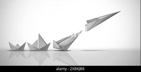Innovation und bahnbrechender Fortschritt als Business Development-Konzept und Wachstumsstrategie oder Erfolg als Motivationsmetapher Stockfoto