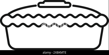 Einfache Schwarzweiß-Linienzeichnung eines Kuchens, der in einer Pfanne gebacken wird, perfekt für Rezepturillustrationen Stock Vektor