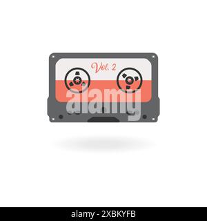 Eleganter Vektor für Kassetten im Vintage-Stil. Farbige alte Audiokassetten-Vektor. Einfaches Symbol für Kassettenband. Musikbandvektor. VHS-Logo für Vintage-Musik. Stock Vektor
