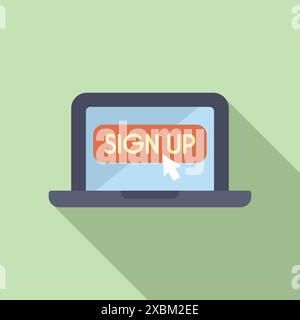 Der Mauszeiger klickt auf eine Schaltfläche zur Anmeldung auf einem Laptop-Bildschirm Stock Vektor