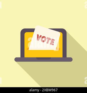 Online-Abstimmungskonzept mit einem Laptop-Computer, der eine Abstimmung erhält Stock Vektor