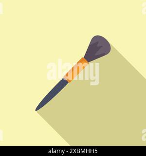 Der Schminkpinsel liegt schräg auf einem hellgelben Hintergrund und wirft einen langen Schatten Stock Vektor