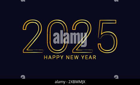 2025 Neujahr asiatisch chinesisch. Zifferndesign. Happy New Year Textvorlage in Goldfarbe. Für die Webseite für Postkarten-Kalender. Vektorabbildung. Stock Vektor