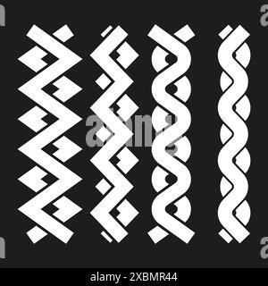 Geometrischer Mustervektor. Schwarz-weiß-Design. Abstrakte Zickzackformen. Moderne Tribal-Elemente. Stock Vektor