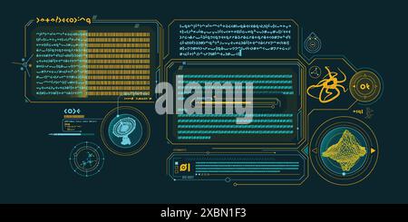 SCI-fi-Schnittstelle des Datendekodierungsprogramms. Stock Vektor