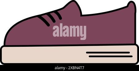 Farbenfroher, stilisierter Schnürschuh auf flacher Sohle im minimalistischen Stil mit Sticker, Icon und Label-Konzept. Vektor. Isolieren. EPS. Karten, Poster, Banner, Broschüren, Preisschilder oder Web, Werbeboards Design-Idee Stock Vektor
