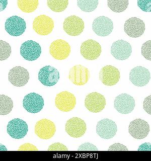 Verlaufsvektor nahtlose Muster Pompon in Pfeilform in grüner und gelber Farbpalette Farbe auf weißem Hintergrund. Baby-Muster für Feiertage oder Geburtstag. Stock Vektor