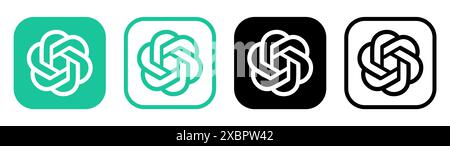 Kiew, Ukraine - 5. Februar 2024: Set von OpenAI ChatGPT Mobile App-Symbolen, gedruckt auf Papier. ChatGPT - Chat Generative Pre-Training Transformer ist ein ch Stockfoto