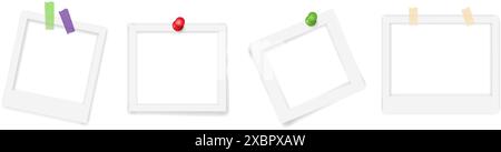 Satz realistischer weißer Bilderrahmen, Vektorillustration auf transparentem Hintergrund Stock Vektor