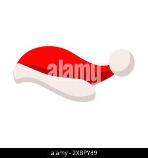 Santa Claus Cartoon roter Hut in flachem Stil Symbol Dekorationsschablone. Frohe Weihnachten Kleidung Feiertagselemente für Design Stock Vektor