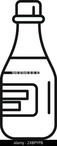 Line Art Ikone einer Flasche Champagner oder Sekt, perfekt für Projekte im Zusammenhang mit Feierlichkeiten und Getränken Stock Vektor