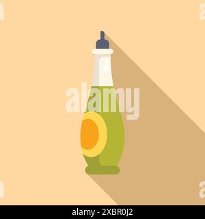 Glasflasche aus Olivenöl mit Auslauf mit grünem nativem Olivenöl extra vergine zum Würzen und Salatdressing Stock Vektor