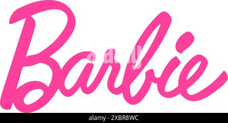 Barbie-Logo auf weißem Hintergrund, Vektor-Illustration. Barbie ist eine Modepuppe der amerikanischen Geschäftsfrau Ruth Handler, hergestellt von Ameri Stock Vektor
