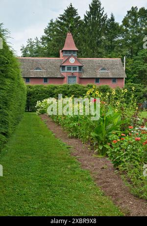 Pferdestallgebäude. Heimat der Franklin D. Roosevelt National Historic Site. Springwood Estate, Hyde Park, New York State, USA Stockfoto