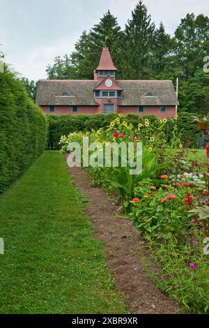 Pferdestallgebäude. Heimat der Franklin D. Roosevelt National Historic Site. Springwood Estate, Hyde Park, New York State, USA Stockfoto