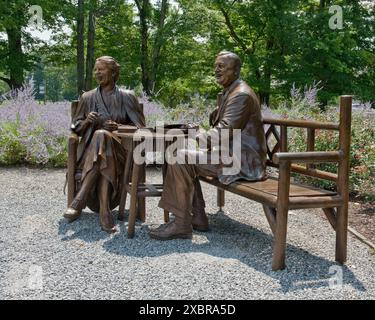 Skulptur von Franklin und Eleanor Roosevelt. National Historic Site. Springwood Estate, Hyde Park, New York State, USA Stockfoto