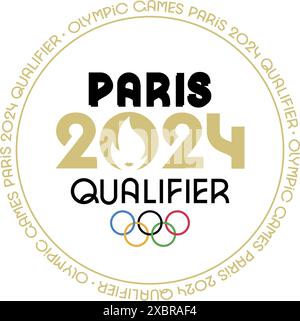 Logo der Olympischen Sommerspiele 2024 in Paris Qualifikation auf transparentem Hintergrund, Vektorillustration. Die Olympischen Sommerspiele 2024 sind eine bevorstehende Interna Stock Vektor