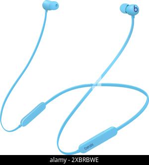 Apple Beats Flex All Day Wireless Kopfhörer Flame Blue Farbe, isoliert auf einem weißen Hintergrund, Vektor-Illustration Stock Vektor