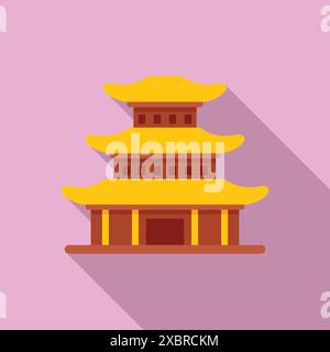 Asiatische Architektur durch traditionellen buddhistischen Tempel mit goldenem Dach, kulturelles Wahrzeichen Stock Vektor