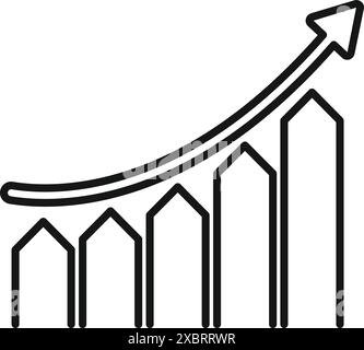 Ein einfaches Liniendiagramm zeigt das positive Wachstum mit einem Pfeil nach oben Stock Vektor