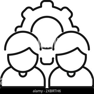 Zwei Geschäftsleute arbeiten mit einer Zahnradlegende zusammen und symbolisieren ihre Teamarbeit und Synergie beim Erreichen gemeinsamer Ziele Stock Vektor