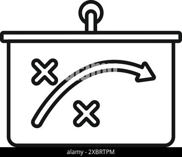 Die Spielstrategie wird auf einem Spielbrett mit einem Pfeil und Kreuzen angezeigt Stock Vektor