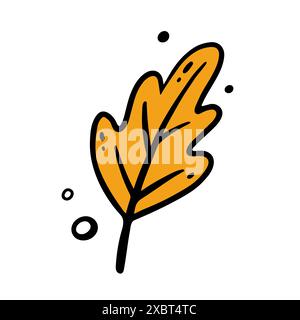 Handgezeichnetes Eichenblatt, Herbstblatt. Vektorillustration im Doodle-Stil. Stock Vektor