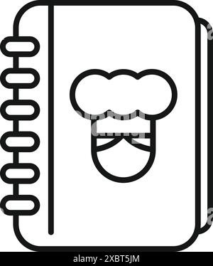 Line Art Icon eines Kochbuchs mit Kochhut, symbolisiert die Sammlung von Kochrezepten Stock Vektor