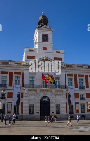 Das Königliche Postamt, der derzeitige Sitz des Präsidenten von Madrid, Plaza de la Puerta del Sol, Madrid, Spanien, Stockfoto