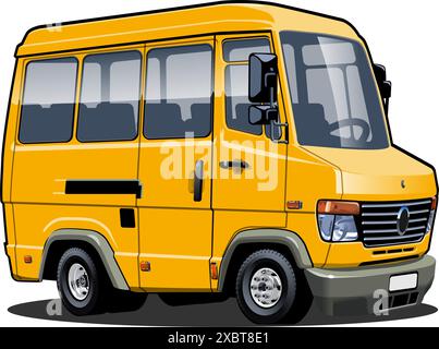 Vektor-Cartoon-Bus isoliert auf weißem Hintergrund. Verfügbares EPS-10-Vektorformat, getrennt durch Gruppen mit Transparenzeffekten für die Neufärbung mit einem Klick Stock Vektor