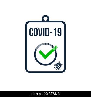 COVID-19-Impfzertifikat mit Häkchen. Symbol zur Bestätigung des covid-19-Impfstatus Stock Vektor