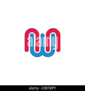 Letter nw Loop Bunte Linien Streifen Logo Vektor Stock Vektor