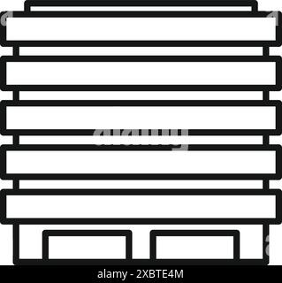 Umrisssymbol für eine leere Holzpalette, die häufig für den Transport und die Lagerung von Waren in Lagern und Logistik verwendet wird Stock Vektor