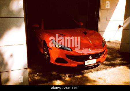 Ferrari Portofino, Barcelona, Katalonien, Spanien. Stockfoto