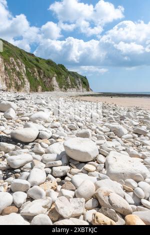 Danes Dyke Beach und Naturschutzgebiet auf Flamborough Headland in der Nähe von Bridlington, East Yorkshire, England, Großbritannien, an einem sonnigen Juni-Tag Stockfoto