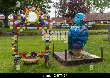 Flamborough Flowerpot Festival im Juni 2024, dörfliches Event in The East Riding of Yorkshire, England, Großbritannien Stockfoto