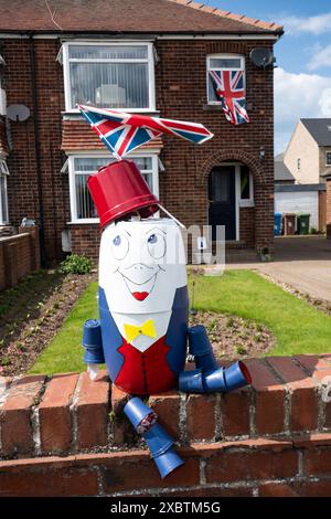 Flamborough Flowerpot Festival im Juni 2024, dörfliches Event in The East Riding of Yorkshire, England, Großbritannien Stockfoto