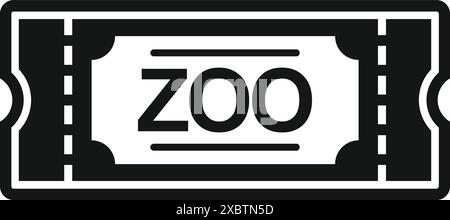 Einfaches schwarz-weißes Symbol für ein Ticket, das den Zugang zum Zoo gewährt Stock Vektor