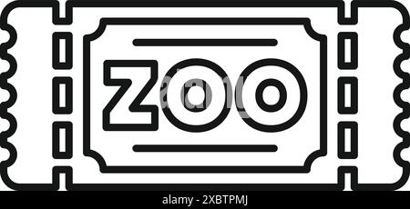 Einfaches Zeilensymbol für ein Ticket, das den Zugriff auf einen Zoo gewährt Stock Vektor