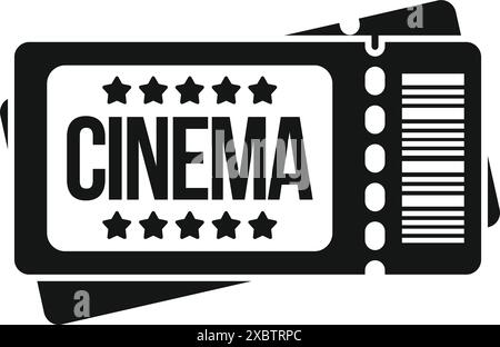 Schwarz-weiß-Symbol mit zwei gestapelten Kinokarten Stock Vektor