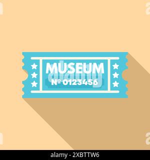 Blaues Museum mit Eintrittskarte für Kunst und Geschichte für Tourismus und Bildung Stock Vektor