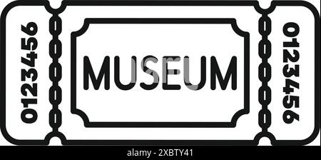Einfache Eintrittskarte für den Eintritt in ein Museum für einen Tag mit der Erkundung von Geschichte und Kunst Stock Vektor